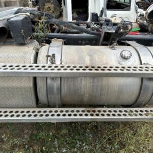 A close up of the side of an old truck